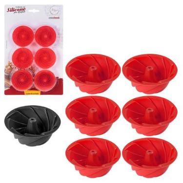 Imagem de Kit 6 Forminha De Silicone Mini Cupcake Bolo Muffin Com Furo - Zein Im
