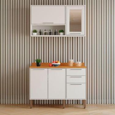 Imagem de Cozinha Compacta 2 Peças 5 Portas 2 Gavetas Paris Sallêto Branco - SAL