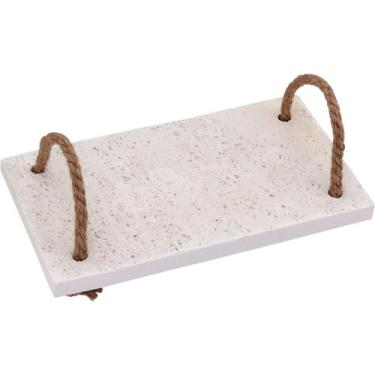 Imagem de BANDEJA ALÇA FIBRA MARMORE LAVABO 1x14x24cm BRANCO DECORATIVO - NH, Ma
