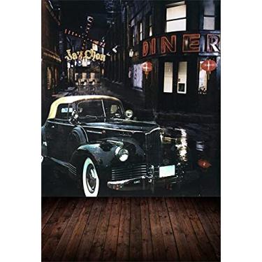 Imagem de AOFOTO Fundo vintage de canto de rua de 1,5 x 2,1 m pano de fundo de fotografia de carro retrô nostalgia edifícios urbanos menino amantes adultos menina homem retrato cidade paisagem noturna adereços de estúdio de fotos vídeo papel de parede