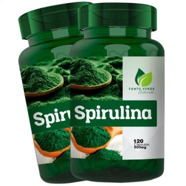 Imagem de 2 Potes Spirulina 100% Natural Kit 240 Cáps - fonte Verde