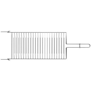 Imagem de Grelha Dupla Churrasco Carne Peixe Frango 83x27cm Aço Inox Tramontina