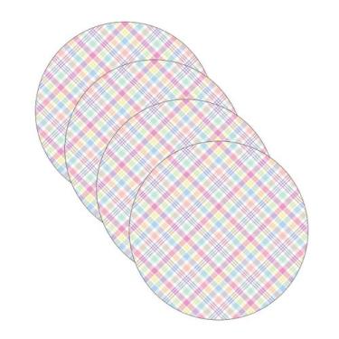 Imagem de Kit Sousplat Páscoa Xadrez Colorido - NSW, com base, 4 Peças