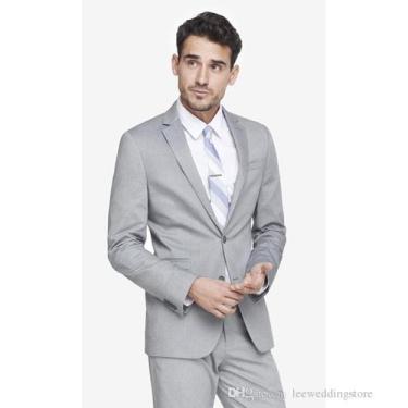 Imagem de Terno Oxford Slim Masculino Social Cinza Claro - Paleto+Calça Terra Fo