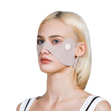 Imagem de LKMUPNR Máscara de proteção facial para proteção solar, máscara de proteção solar, meias faciais de seda, protetor solar facial (Nylon, marrom)