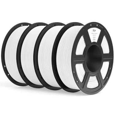 Imagem de ELEGOO Filamento PLA+ 1,75 mm branco 4 kg, filamento de impressora 3D PLA Plus de alta dureza, precisão dimensional +/- 0,02 mm, 4 peças de carretel de 1 kg (1 kg) para a maioria das impressoras 3D