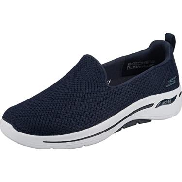 Imagem de Tênis Go Walk Arch Fit - Grateful, Skechers, Feminino, Azul Escuro/Branco, 36