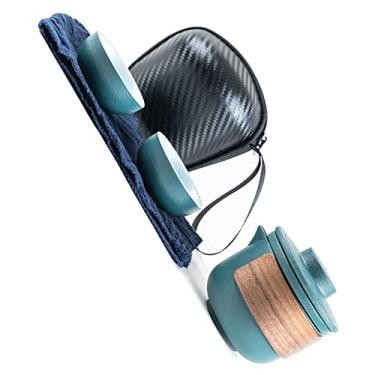 Imagem de Conjunto de chá Portátil para Acampamento Akozon | 1 Bule + 2 Xícaras + 4 Xícaras | Chaleira de Viagem Minimalista para Uso Ao Ar Livre | Leve e Compacto | Perfeito para