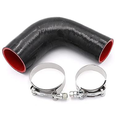 Imagem de TuoLauthon Acoplador redutor de cotovelo de 90 graus de 4 camadas de alto desempenho mangueira de silicone ID 2 a 2-1/5.1 cm comprimento da perna 102 mm espessura da parede 5 mm com 2 grampos de