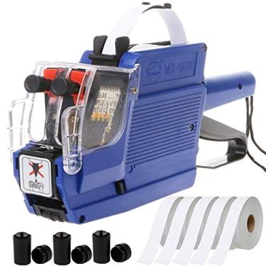 Imagem de Máquina de fazer etiquetas HC Kenshin MX6600, 2 linhas de 20 bits, máquina de etiquetar adesivos, kit de etiqueta: 1 máquina de impressora de etiquetas de preço, 5 rolos de etiqueta, 3 rolos de tinta