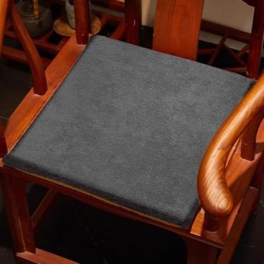 Imagem de NUOKEI Almofada de assento quadrada estilo chinês almofada removível para cadeira de quatro estações cor sólida durável almofada para cadeira de pátio ao ar livre cadeira de escritório cadeira de mesa