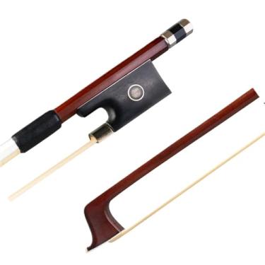 Imagem de Arco de violino tamanho 4/4 pau octogonal vara seep envoltório de couro ébano sapo arco bem equilíbrio Arco violino prático