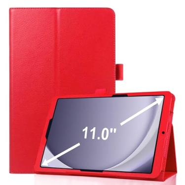 Imagem de EKVINOR Capa para Galaxy Tab A9 Plus 11 polegadas 2023, capa protetora fina de couro PU para tablet Samsung Galaxy Tab A9+/A9 Plus de 11 polegadas, modelo lançado em 2023 (SM-X210/X216/X218), vermelho