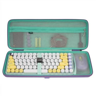 Imagem de Geekria Capa para teclado e mouse, bolsa de transporte rígida para viagem, teclado gamer compacto ultrafino de 84 teclas, compatível com o combo Logitech POP Keys/POP ICON (Daydream Mint)