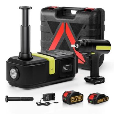 Imagem de E-HEELP Kit de macaco hidráulico elétrico sem fio de 5 toneladas com bateria de lítio inclui chave de impacto sem fio recarregável para tela sensível ao toque kit de ferramentas portátil
