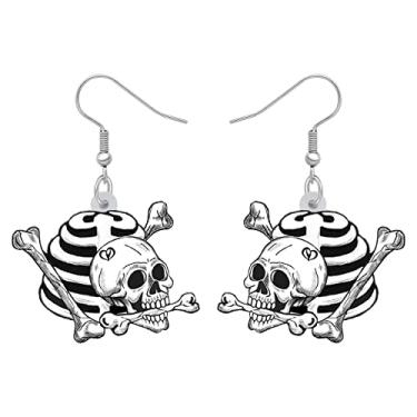 Imagem de DALANE Brincos de crânio de flor de acrílico para presentes de Halloween, pingentes para mulheres, meninas, lembrancinhas de festa, Medium, Acrílico, Sem pedra preciosa