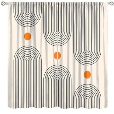 Imagem de Cortinas blackout abstratas, boêmio de meados do século, arco minimalista, estampa moderna, cortinas blackout para sala de estar, quarto, cozinha, conjunto de 2 painéis, 106 x 113 cm