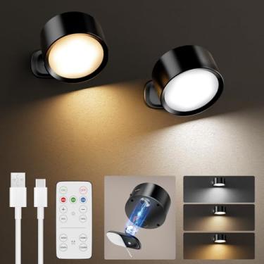 Imagem de DUMILOO Luzes De Parede Led Montadas, Arandela De Parede Operada Por Bateria Recarregável Com Controle Remoto, 3 Temperaturas De Cor E Luz De Parede Sem Fio Com Rotação Magnética De 360° Regulável P