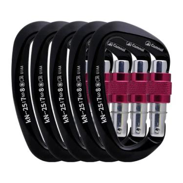 Imagem de CAMNAL Mosquetão Heavy Duty Com Trava Certificada Pela Uiaa, 25 Kn (Aproximadamente 5620 Libras), De Parafuso Em Formato D, Para Escalada, Montanhismo E Trabalho Aéreo (preto-1)