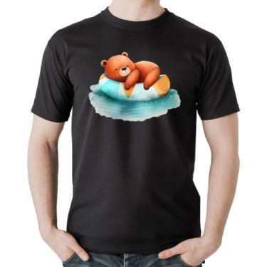 Imagem de Camiseta Algodão Ursinho Teddy Relaxando Na Piscina - Foca na Moda, Pr