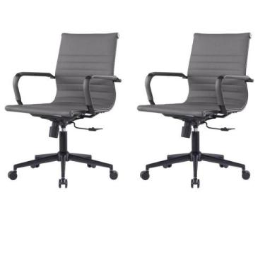 Imagem de Kit 2 Cadeiras Escritório Manhattan Black Esteirinha Diretor Fratini P