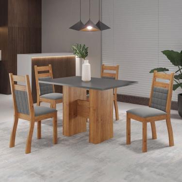 Imagem de Mesa de Jantar 4 Lugares Blanc Marrom/Cinza/Grafite - Viero Móveis