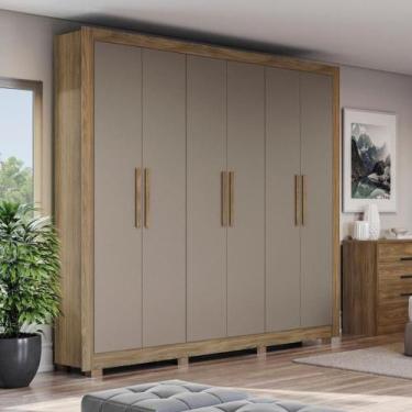 Imagem de Guarda Roupa Casal com Pés 6 Portas CB02M569 Kappesberg, Nogueira/Fend