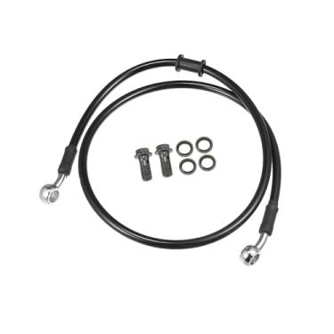 Imagem de REPAIROCK Mangueira de freio universal para motocicleta, quadriciclo, motocross, trançada, linha de freio hidráulico, oleoduto, 90 cm, durável, metal, tom preto prateado, 1 conjunto de peças de