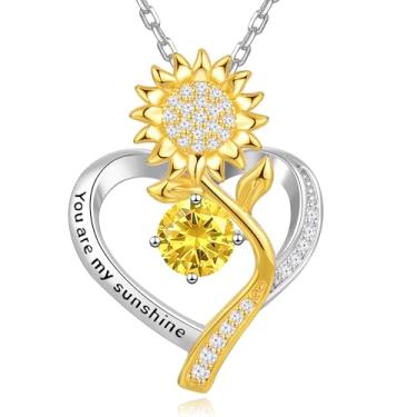 Imagem de Colares de girassol para mulheres, ideias de presente de aniversário de casamento, aniversário de casamento, presentes de aniversário para mulheres, joias de girassol para mulheres, presentes para sua