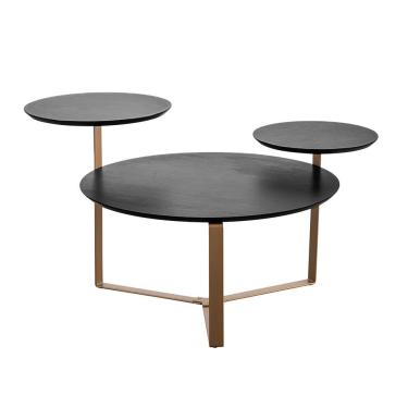 Imagem de Mesa de Centro Redonda Complementos Nero e Dourada 83 cm