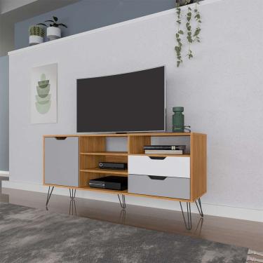 Imagem de Rack Estocolmo Carvalho e Cinza 140 cm