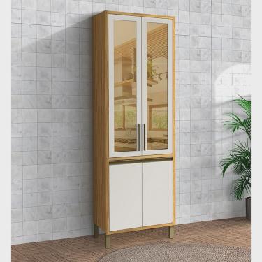 Imagem de Paneleiro 70cm Duplo com 4 Portas e Vidro Reflecta 100% Mdf Barbados Espresso Móveis
