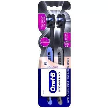 Imagem de Escova Dental Oral-B Indicador Black com Carvão - 2 Unidades