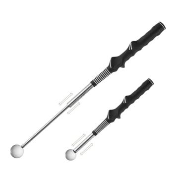 Imagem de WIGERLON Auxiliar retrátil de treinamento de swing de golfe, bastão de treino de swing de golfe, auxílio de balanço de golfe para aquecimento, treinador de golfe com bastão de clique para destros