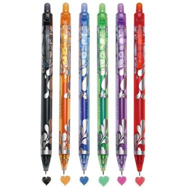 Imagem de MOZXIRZ 6 canetas coloridas apagáveis, retráteis, bonitas, coloridas, apagáveis, canetas de gel coloridas de 0,5 mm, para mulheres, meninas, homens, meninos, escritório, material escolar (6 peças