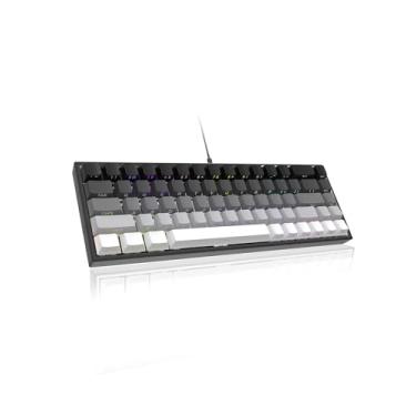 Imagem de ZIPFORCE Teclado para jogos, teclado mecânico de 68 teclas, interruptores azuis, conexão com fio tipo C, luz de fundo mista multicolorida, teclas PBT