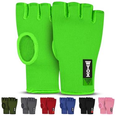 Imagem de Luvas internas para homens e mulheres com meia-luva e bandagens elásticas para proteção dos punhos. Ideais para Muay Thai, Kickboxing, MMA e artes marciais. Perfeitas para treinos. (Verde, L/XL)