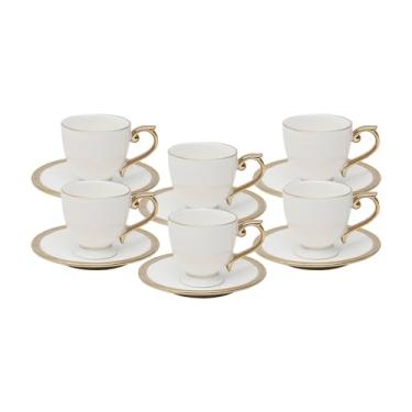 Imagem de WOLFF - Conjunto 6 Xícaras de Café de Porcelana com Pires Paddy Branco 90ml