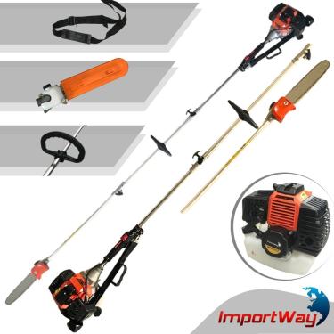 Imagem de Moto Podador de Altura p/ Poda de Galhos Altos Importway 2hp 52cc + Extensão 2,95 Metros Sabre 25cm Punho Ergonômico