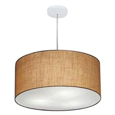 Imagem de Lustre Pendente Cilíndrico Cúpula Tecido 55x25 cm, Vivare Iluminação, Pendente4214 LP, Palha, Médio