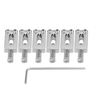 Imagem de Selim de ponte de guitarra elétrica de 6 peças, selim de guitarra de metal, peças de ponte equipada com chave, ideal para substituição de guitarra elétrica (SILVER)