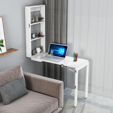 Imagem de Mesa Dobrável De Madeira Wjx Montada Na Parede Mesa Suspensa Mesa De Parede Mesa De Trabalho Dobrável Resistente Montada Na Parede Fácil De Instalar Mesa De Mes, White, 100x45x75cm