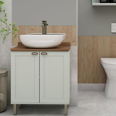 Imagem de Gabinete Para Banheiro 2 Portas Provençais Sem Cuba 100% Mdf Verde Mint