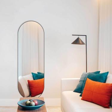 Imagem de Espelho Oval 150x50cm Moldura Em Couro Yescasa Preto