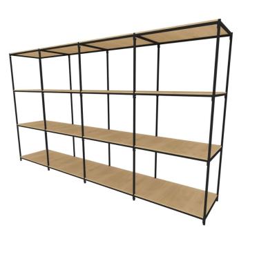 Imagem de Praleira De Aço Reforçada Mini Porta Pallet 200x60x90 Estante Estoque Bandeja Crua 4 Módulos Conjugados