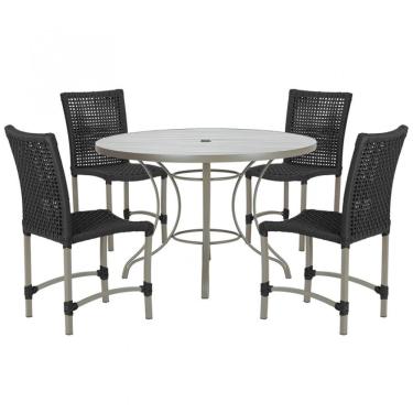 Imagem de Mesa Ascoli 4 Cadeiras Cannes De Alumínio Fendi Trama Preto