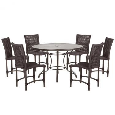 Imagem de Mesa Ascoli 120 Cm Com 6 Cadeiras Cannes De Alumínio Trama Marrom