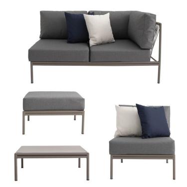 Imagem de Conjunto Jardim E Varanda 1 Chaise 1 Sofá 1 Puff 1 Mesa Lateral 70cm Refúgio Cabecasa Champanhe Cinza