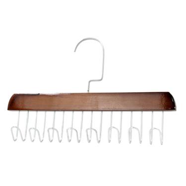 Imagem de Cabide Madeira Rotativo Ganchos Organizador Armário Closet Marrom