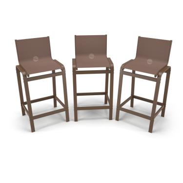 Imagem de Kit 3 Banquetas Alta Cozinha Balcão Bancada Alumínio - Marrom